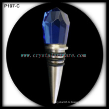 Océan bleu cristal irrégulier Hand Cut bouchon de bouteille de vin métal